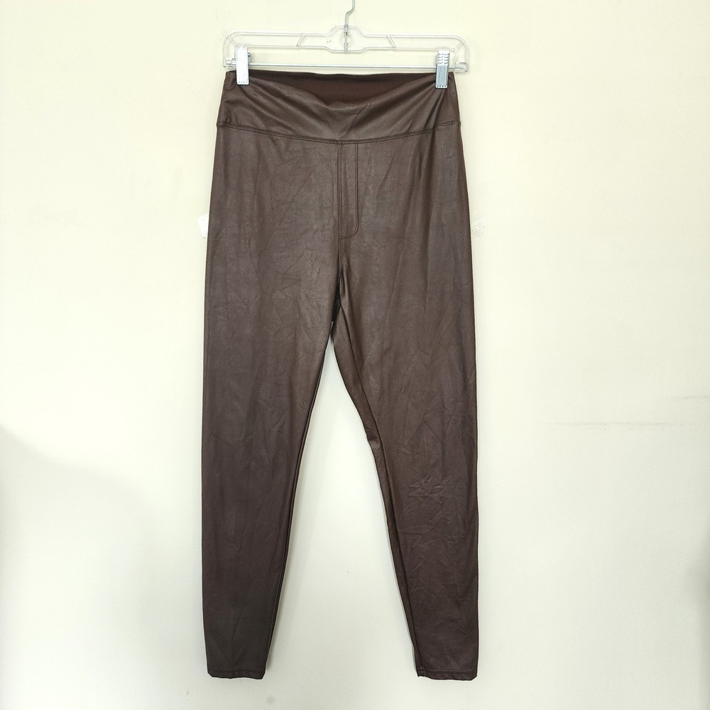 OFFLINE by Aerie Real Luxe Faux Leather High Rise Leggings Brown Womens Large - Picture 2 of 12